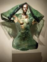 Sculpture Collection - The Golden Girl - Glass And Bronze Patina On Pol
